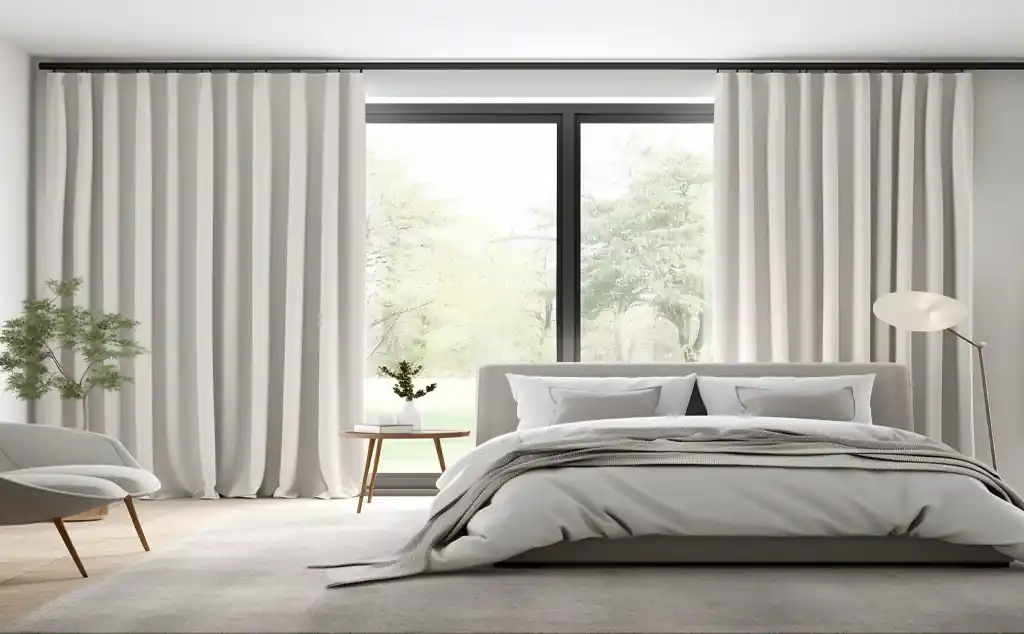 Blackout curtains for bedroom, light gray, floor-length