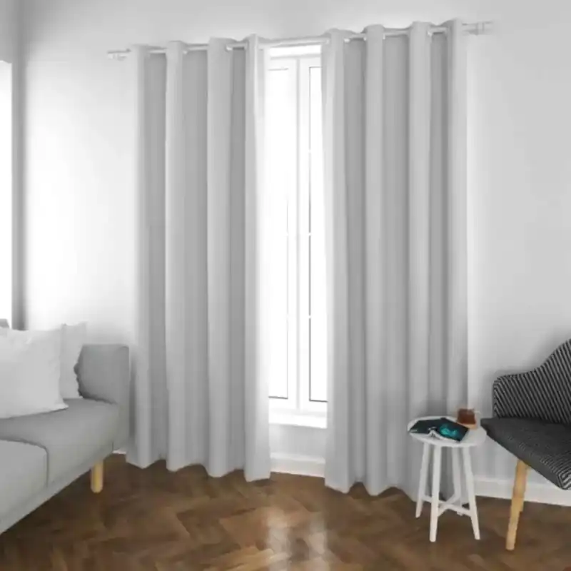 white eyelet residential curtains dubai in a modern living room
